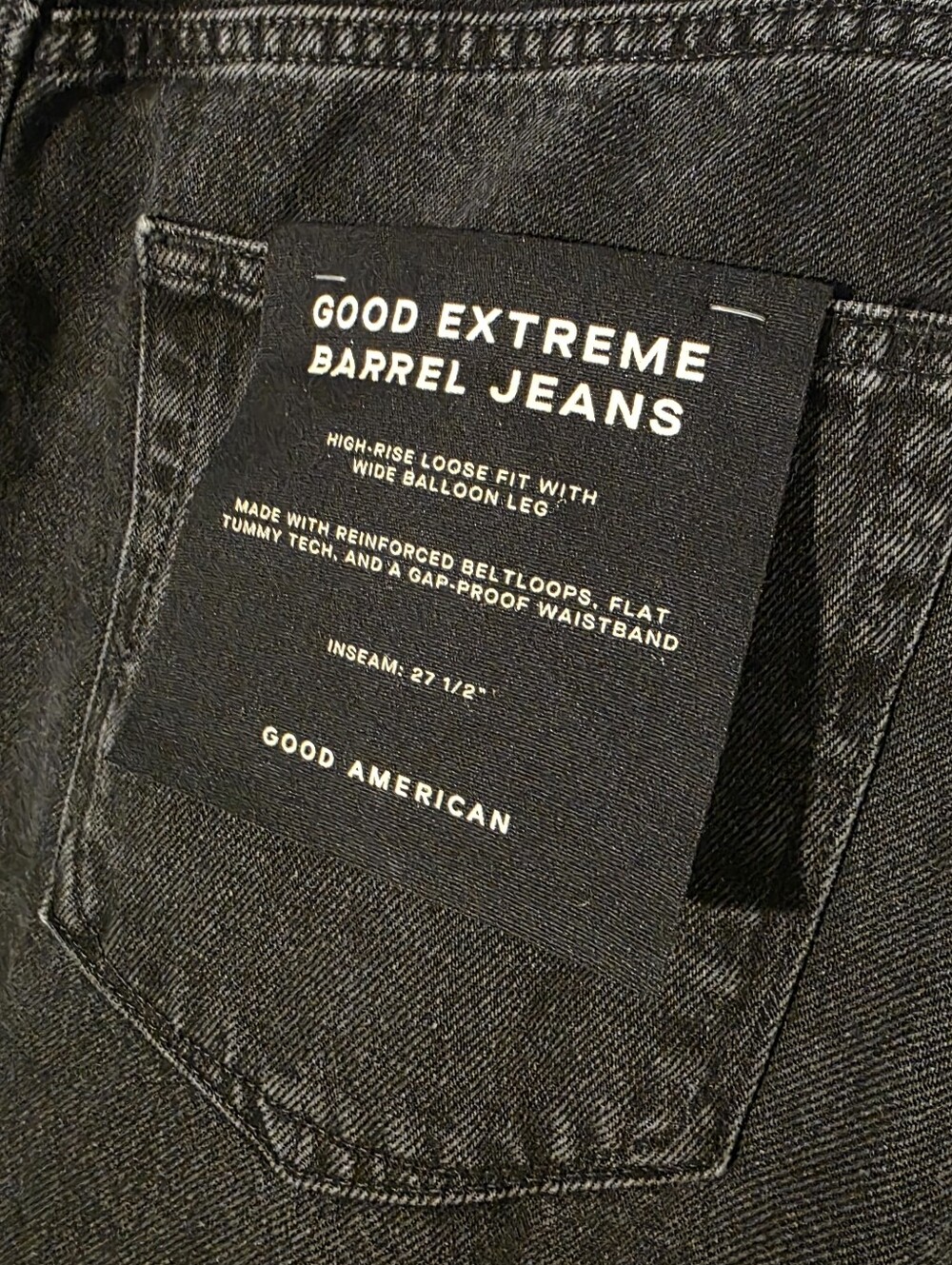 Good American Good Extreme Barrel Jeans in Black 373  Size 10/30 NWT - Picture 11 of 12